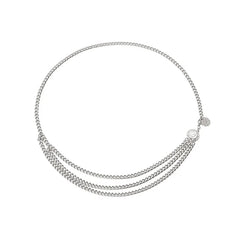 SYGA Women's Metal Waist Chain Dress Decorative Chain Adjustable Waist Thin Belt(Silver)