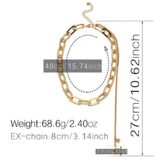SYGA Metal Punk Style Acrylic Chain Buckle Fashion Necklace Jewellery For Women, Engagement, Gift, Party -Golden