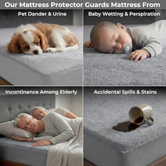 MollisHomes Mattress Protector Single Size, 72x36 Inches, Grey