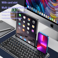 Wireless Keyboard and Mouse Combo with Phone Tablet Holder, Rechargeable Dual-Mode (Bluetooth 5.0 and 3.0 +2.4G) Multi-Device Silent Mouse for Windows, iPad, Tablet, MacOS,iOS,Android (Grayish Black)