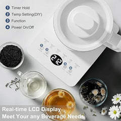 Boil Pro Smart Electric Kettle Glass 1.5L | Thermostat | 800W with 10 Preset Modes & Live Temperature Display | Smart | Inner Steel Plate Lid & Base | Steel Infuser | 60 CM 3pin Cable | acquaso