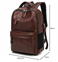 Treggo Premium 30L Anti-Theft Faux Leather Laptop Backpack for Men & Women, Water Resistant Large Travel Daypack, College School Office Casual Backpack with Laptop Compartment