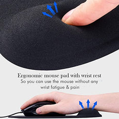 Dyazo Memory-Foam Gel Mouse Pad with Wrist Rest Support Non Slip Rubber Base Mousepad Suitable for Computer, Laptop, Notebooks Gaming (Blue)