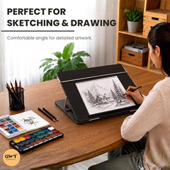 Premium Foldable Laptop Table with Adjustable Angle for Home, Study & Office Use (White, 15x21, Wooden)