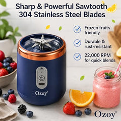 Juicer for Home ^ Lacossi Juicer Mixer Grinder with 1500mAh Battery, 6 Blades 3Gears Fast Blending, 2-Jar Capacity (400ml*2) | 40 Watts Bullet Rechargeable Portable Personal Juicer