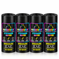 Regennx black Garbage Bags for Dustbin |Medium 19x21 inches |180 Plastic Bags for Home | 30 Pcs x Pack of 6 plastic bag Medium Size for Waste Disposal.