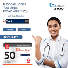 Diabascan Glucometer Strips 50 (25 X2) with Blood Lancet, Niddle, Round Lancet Needle,Vital Round Glucometer Lancets Glucometer Lancets 100