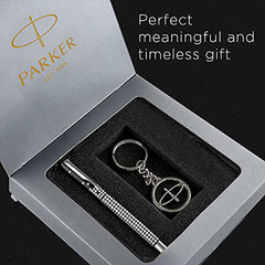 Parker Gift Set | Vector Special Edition Chrome Trim Roller Ball Pen with Parker Keychain | Ideal for Gifting | Elegant Gift for Any Occasion