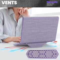 ProElite Case for MacBook Air 13.6 inch 2022 2023 2024 2025 Release M5/M4/M3 A3113 M2 A2681 with Touch ID, Fabric Material Hard Shell with Slim TPU Bumper and Fold Kickstand, Purple