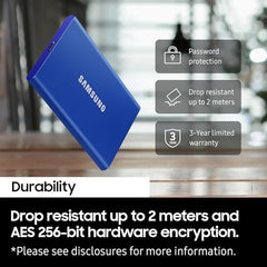 Samsung T7 1TB Up to 1,050MB/s USB 3.2 Gen 2 (10Gbps, Type-C) External Solid State Drive (Portable SSD) Grey(MU-PC1T0T)