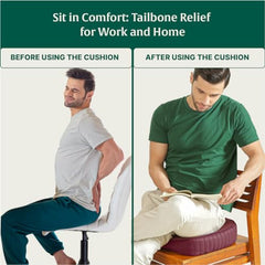 The White Willow Donut Pillow – Medium Firm HR Memory Foam Coccyx Seat Cushion for Tailbone, Hemorrhoid & Piles Pain Relief – Car & Office Chair – Above 60KG – Classic Black