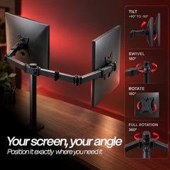 HIFFIN MS16 Monitor Stand, Gas Spring Single Monitor Arm for 32 Inch Screens, 2–10 kg Load Capacity, VESA 75x75 & 100x100 mm, Adjustable Monitor Desk Mount