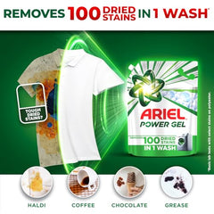 Ariel Power Gel Liquid Detergent for Front Load – 4kg | Removes 100 Dried Stains in 1 Wash | Faster Dissolving | Long-Lasting Fragrance | Color Protection | At the price of Powders