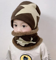 MOMISY Kids Winter Hat and Scarf Set, 2Pcs Warm Knit Beanie Cap and Scarf for 5-10 Years Old (Brown)