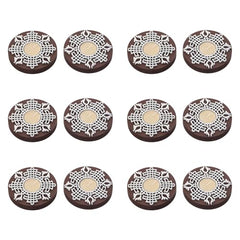 eCraftIndia Wooden Floral Printing Block Decorative Tea Light Candle Holders (Set of 12, Green White) Diwali Christmas Decorations Items for Home Office Christmas Gifts for Women Men Family Friend