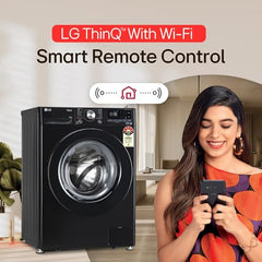 LG 12 Kg, 5 Star, AI Direct Drive Technology, Wi-Fi, Steam Fully Automatic Front-Loading Washing Machine (FHP1412Z3O, Intelligent & Convenient Fabric Care, Allergy Care, In-Built Heater, Onyx Black)