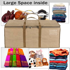 Storite Jumbo Super-Size 81 L Canvas Moisture Proof Heavy Duty Storage Bag | for Toys/Stationery/Blankets/Clothes/Moving Bags MultiPurpose With Strong Reinforced Handles Rectangular Cream (87x26x36 cm)