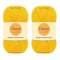 Classyo Acrylic Yarn for Crocheting (100gms x 1 Ball, 4ply) | Soft Wool Crochet Thread | Acrylic Hand Knitting Yarn | Wool for Crochet | For Sweater, Scarf, Hat, Baby Clothes, Purse, Gift Bags and DIY Crafts (Butter, Pack of 1)