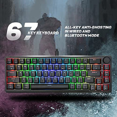 Cosmic Byte CB-GK-33 Astra Hot Swappable 67 Key Wired + Bluetooth Mechanical Keyboard, 1000Hz Polling Rate, Per Key RGB, Software Customization, Outemu Blue Switches (Black)
