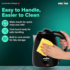 Kenstar KALDO 1.8 L Electric Kettle | 1350W | Cool-Touch Body | Concealed Heating Element | Dry Boil Protection | Black