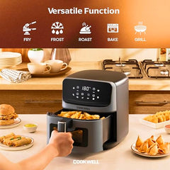 Cookwell Air Fryer - 5L With See Through Window - 1400W (Grey & Black)