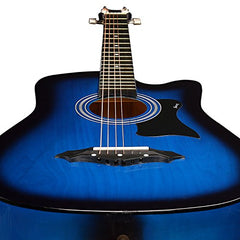 Juârez Acoustic Guitar Kit, JRZ38C/BK 38 Inch Cutaway, 038C with Bag, Strings, Pick and Strap, Black