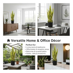 GARDEN GYANI Artificial Areca Palm Plant with Black Pot – 145 cm Tall Faux Tropical Decorative Plant with 35 Leaves for Home, Office & Living Room Décor