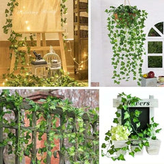 Go Hooked Artificial Hanging Creeper for Home Décor (Pack of 8, 6 Ft) | Money Plant Leaf Garland with 30 Leaves Each | Plastic Decorative Creeper for Balcony, Walls, Garden Decoration