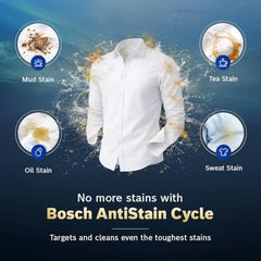 Bosch 12 kg 5 Star Front Load Fully Automatic Washing Machine, AI ActiveWater, Inbuilt heater, Antibacterial Tech, 14 Wash Programs, 66L Large Drum, SoftCare Paddle, White, WGA27400IN (2026 Model)