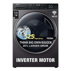 Haier 8 Kg 5 Star Inverter Direct Motion Motor Fully Automatic Front Load Washing Machine (HW80-IM1479CS8U1, 525 Super Drum, Puri Steam, Dark Jade Silver)