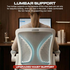 DROGO Comfortwing Premium Ergonomic Office Chair for Work from Home, High Back Computer Chair with Breathable Mesh, Armrest, Adjustable Seat, Rocking & Winged Back | Mesh Chair for Office (White/Blue)