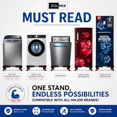 ZOLMIX® Adjustable Stainless Steel Washing Machine Stand for All Semi, Front & Top Load with Wheels & Anti Vibration Pads, Rustproof, Suitable with Fridge, Dishwasher & Air Cooler - (1 Year Warranty)
