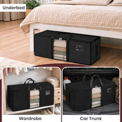 Storite Jumbo Super-Size 81 L Canvas Moisture Proof Heavy Duty Storage Bag | for Toys/Stationery/Blankets/Clothes/Moving Bags MultiPurpose With Strong Reinforced Handles Rectangular Cream (87x26x36 cm)