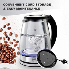 INALSA Electric Kettle for Hot Water |1.8 L Capacity| LED Illumination & Borosilicate Glass Body| 2 Year Warranty|Multipurpose Electric Kettle| Water Boiler (Prism Inox),1350 Watts