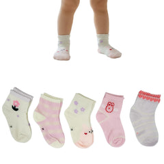 MOMISY 5 Pairs Baby Kids Girl Boys Tube Socks Toddlers Comfortable Ankel Length gifts (IN, Age, 3 Years, 5 Years, Flower Rabbit)