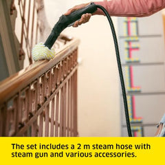 KARCHER SC 2 EasyFix Steam Cleaner, 1500W, 3.2 Bar Pressure, 1200L Steam/L Water, Chemical Free Cleaning, Removes 99.99% Viruses & Bacteria, EasyFix Floor Kit, Ideal for Home Use, German Tech, White