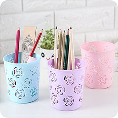 SYGA 4 Pieces Plastic Round Shape Storage Pen Holder_Purple