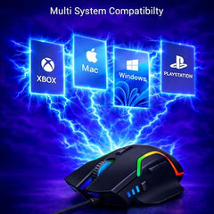 Ant Esports GM320 RGB Wired Gaming Mouse, 12800 DPI Optical Sensor, 8 Programmable Buttons with Rapid Fire, Ergonomic Design, RGB Lighting, Braided Cable, USB Gaming Mouse for PC, Laptop (Black)