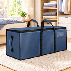 Storite 81 L Jumbo Super-Size Nylon Heavy Duty Underbed Storage Bag | Moisture Proof Multi-Purpose for Toys/Blankets/Clothes/Moving Bags With Strong Handles Rectangular (87x26x36 CM) - Teal