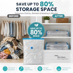 The Better Home Vacuum Storage Bags Medium Size with Hand Pump (Pack of 5) | 70x50cm Fresh, Odor-Free Compression Bags for Clothes, Blankets & Bedding | Space Saver Airtight Storage Organizer
