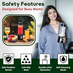 InstaCuppa Portable Blender Bottle, Long Lasting 6000 mAh Battery with Fast Charging, LED Display for Battery Status & 40-Second Blend Timer, Sipper Lid & Detachable Bottom Cap, 230 Watts, 600 ML