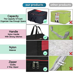 Storite 2 Pack Moisture Proof Nylon Underbed Storage Bag For Clothes Large | (54 x 46 x 28 cm) - BlackRed, Rectangular