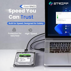 STRIFF SpeedShell 2.5" SATA SSD/HDD Enclosure Case | USB 3.0 to SATA Tool-Free Transparent Hard Drive Case | 5Gbps Fast Transfer, Supports Up to 6TB, Compatible with 2.5" SSD/HDD
