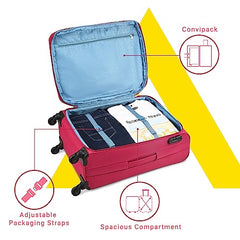 Aristocrat Duralite Set of 3 Soft Case (S+M+L) Trolley Bags, Red | 8-Wheels, Spacious, Zipper Expander, Front Pocket, Polyester Case, Combination Lock, Travel Luggage, 3-Year Global Warranty