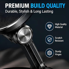(1 Year Warranty) 360° N52 Strong Magnetic Vacuum Phone Holder, Strong Suction Mobile Mount for Car Dashboard, Windshield, Mirror & Smooth Surfaces, Hands-Free Universal Smartphone Holder - Black