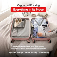 LAttitude By Provogue Meridian Set of 2 Trolley Bags Cabin + Medium Polypropylene Hard Suitcase, 8 Spinner Wheels, 2-Pocket Convipack, Recessed Number Lock for Men & Women Blossom Pink/Megenta Pink