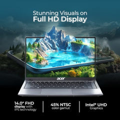 Acer Aspire 3, Intel Core 3-100U Processor, 8GB RAM/256GB SSD, 14.0"/35.56 cm, Full HD IPS Display, Windows 11 Home, Intel UHD Graphics, Steel Gray, 1.45 Kg, A324-53, Premium Thin and Light Laptop