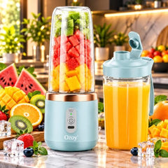 Juicer for Home ^ Lacossi Juicer Mixer Grinder with 1500mAh Battery, 6 Blades 3Gears Fast Blending, 2-Jar Capacity (400ml*2) | 40 Watts Bullet Rechargeable Portable Personal Juicer