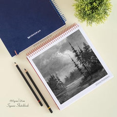 MENORAH - Artist Square Sketch Book - 180 GSM - Square Drawing Book - (100 Pages/50 Sheets) - Hard Metal Spiral Bound - (15.0 cm x 15.0 cm) - Pink