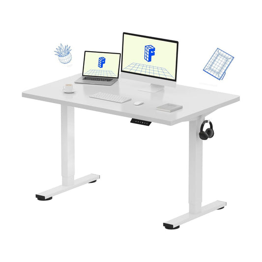 FLEXISPOT EN1 Best Standing Desk | Anti-Collision Detection | 5Y Warranty | 80 KG | Ergonomic Electric Height Adjustable Sit Stand Table (White-White, 120x75CM)
